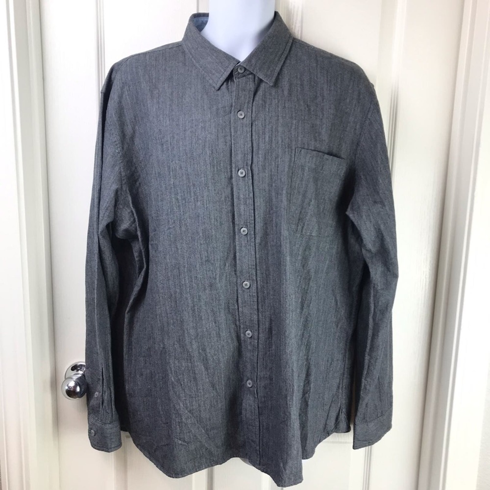 Tahari Flannel Button Up Shirt Blue Sz XXL